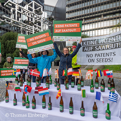 Protestaktion gegen Patente auf Lebensmittel